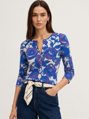 J.Crew 100% Merino Wool Floral Cardigan Size S